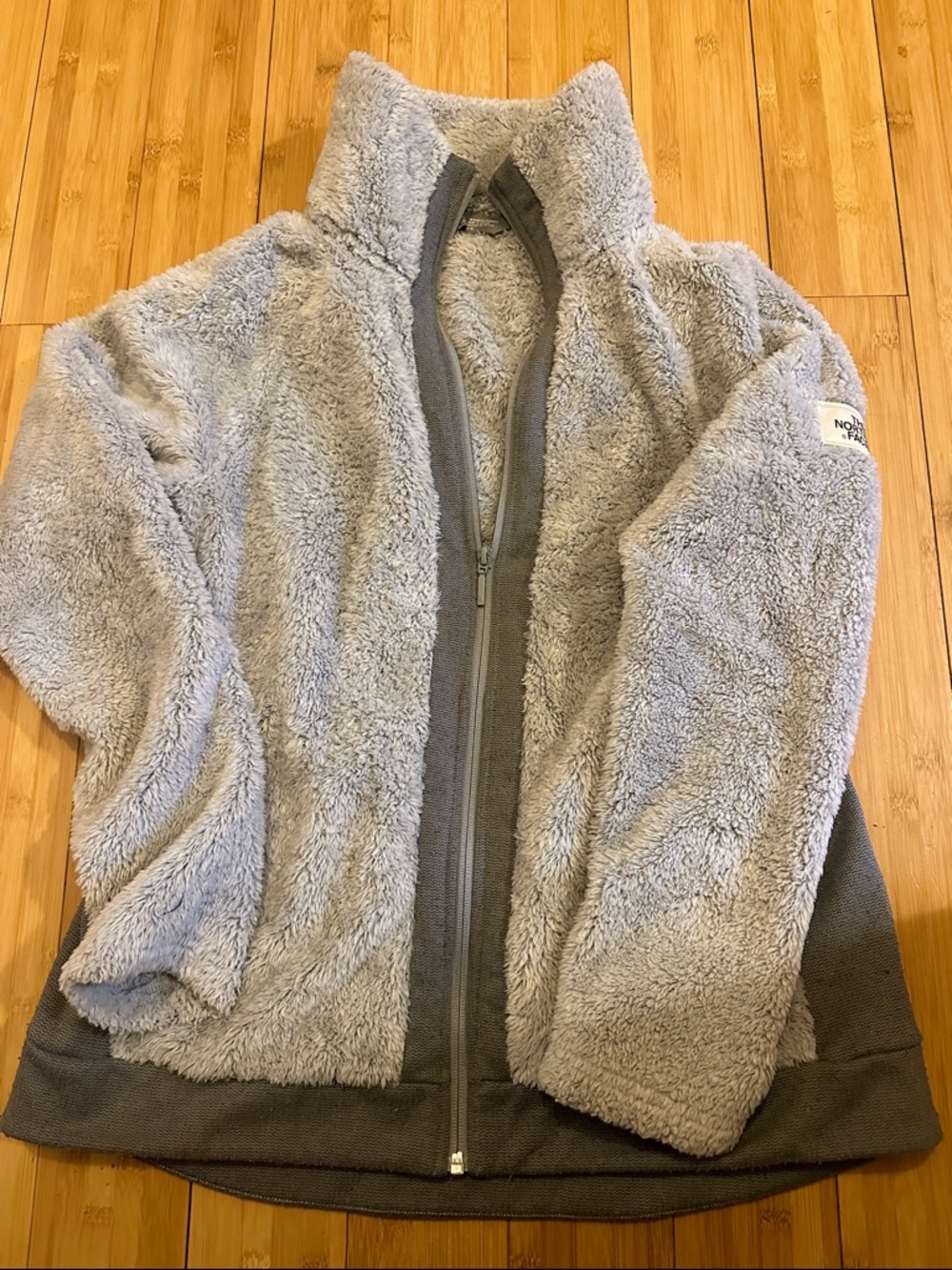The North Face Light Gray Plush Full-Zip Fleece Jacket